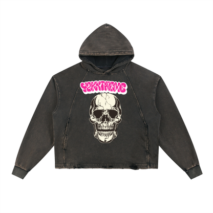 Vintage Washed Frayed-Hem Hoodie