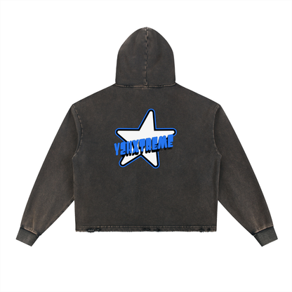 Vintage Washed Frayed-Hem Hoodie