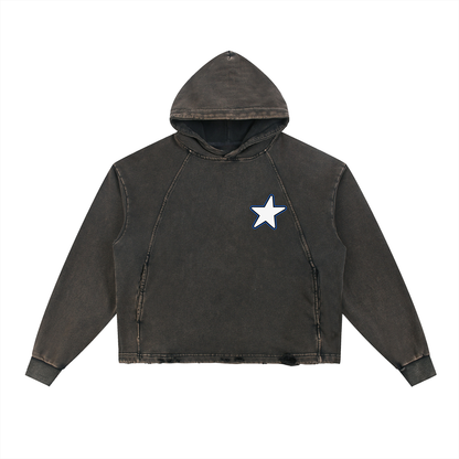 Vintage Washed Frayed-Hem Hoodie