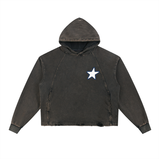 Vintage Washed Frayed-Hem Hoodie